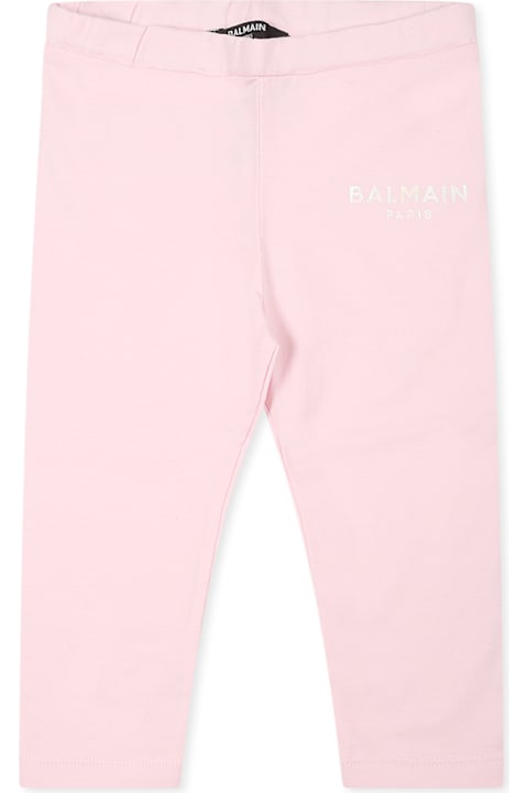أدوات منزلية Balmain Pink Leggings For Baby Girl With Logo
