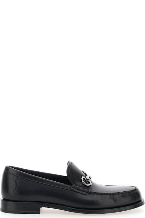 Ferragamo for Kids Ferragamo Black Loafers With Metal Ganicini Detail On The Front In Leather Man