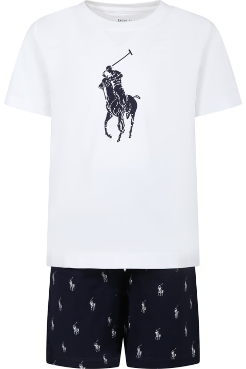 Ralph Lauren Jumpsuits for Boys Ralph Lauren Blue Pajamas For Boy With Pony