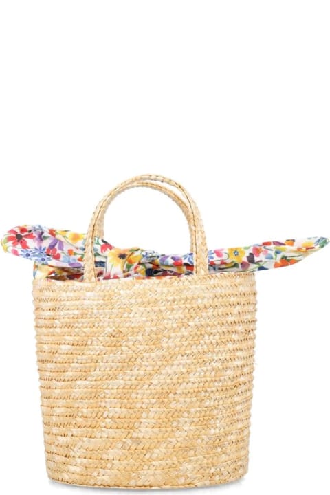 Il Gufo Accessories & Gifts for Baby Girls Il Gufo Liberty Fabric Cotton And Natural Straw Bucket Bag