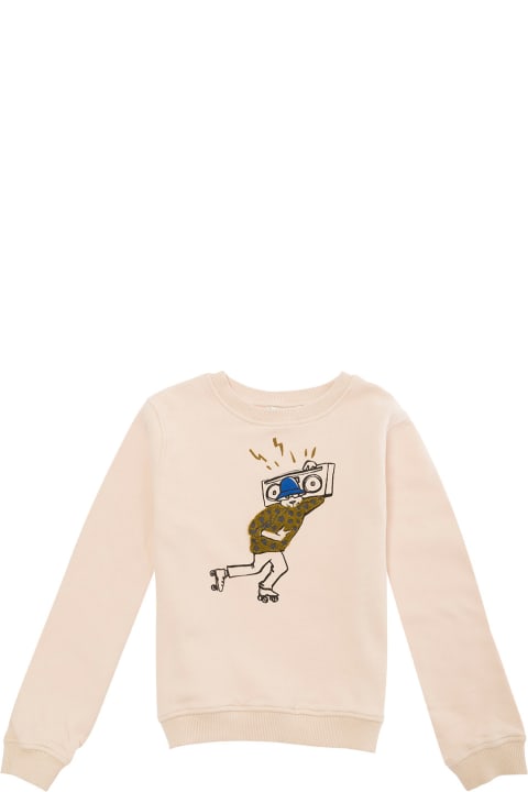 Emile Et Ida Sweaters & Sweatshirts for Girls Emile Et Ida Beige Crewneck Sweatshirt With Front Print In Cotton Girl