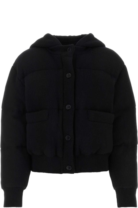 Coats & Jackets for Women Prada Black Stretch Wool Blend Padded Jacket