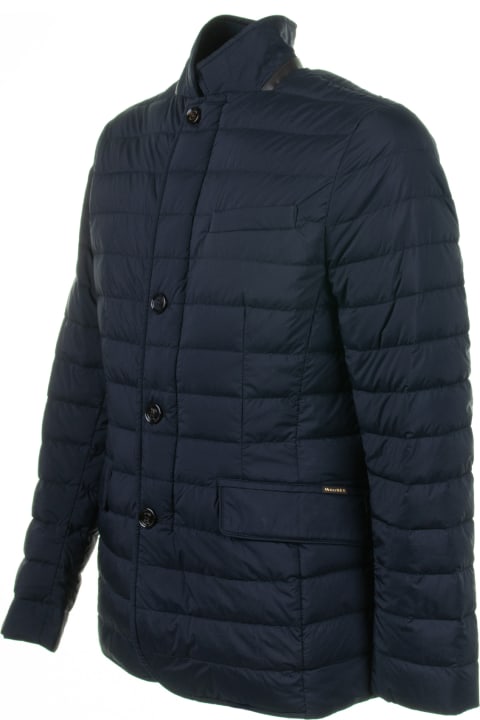 Moorer Clothing for Men Moorer Blue Quilted Down Jacket With Buttons