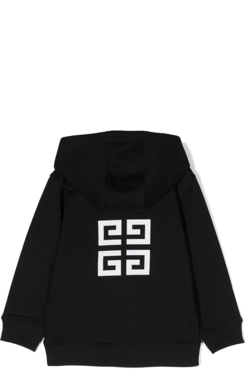 Black Hooded Sweatshirt With Printed Logo In Cotton Blend Boy
