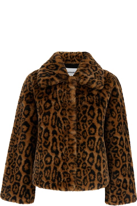 Apparis for Women Apparis 'elis' Brown Jacket With Collar In Leopard Print Eco Fur Woman