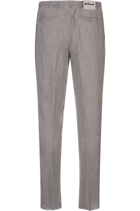 Kiton for Men Kiton Grey Linen Trousers With Elasticised Waistband