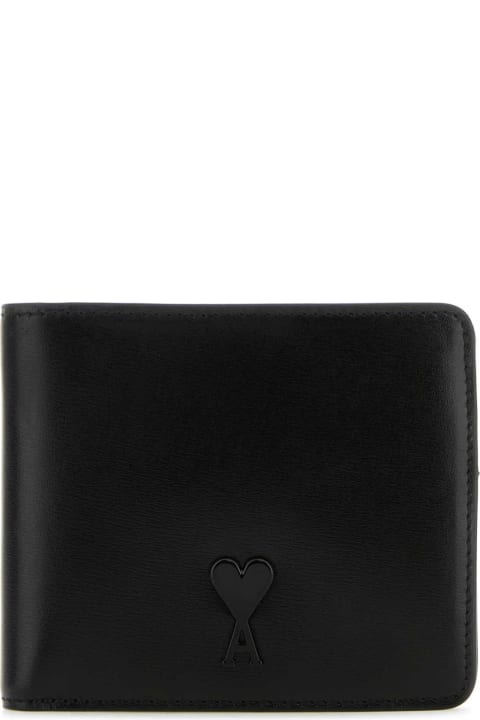 Wallets for Men Ami Alexandre Mattiussi Black Leather Wallet