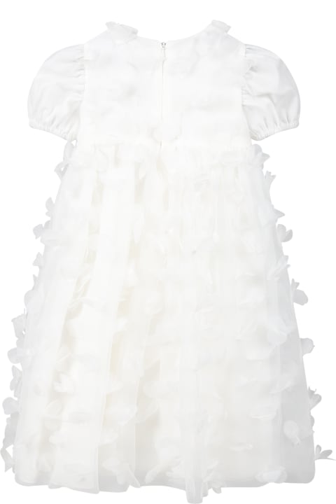 White Dress For Baby Girl With Tulle Applications