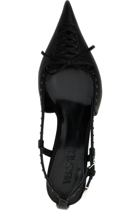 【関税込み】versace Satin rhinestone slingback Versace Satin Rhinestone Slingback | italist