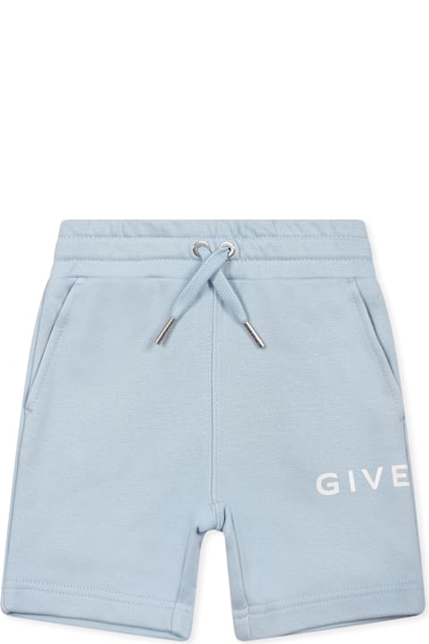 Givenchy Bottoms for Baby Girls Givenchy Light Blue Shorts For Baby Boy With Logo