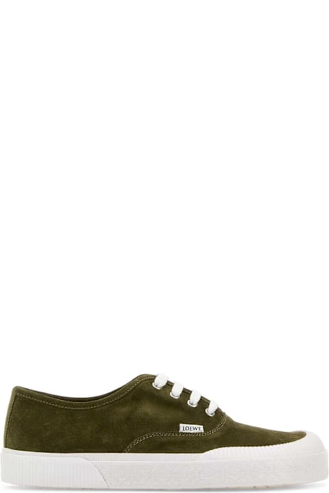 Loewe Shoes for Men Loewe Olive Green Suede Terra Vulca Sneakers