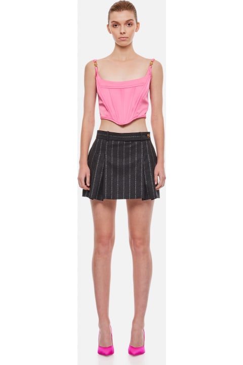 Clothing Sale for Women Versace Pleated Striped Miniskirt
