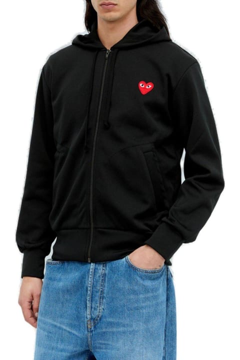 Coats & Jackets for Men Comme des Garçons Play Heart Logo Patch Zip-up Hoodie