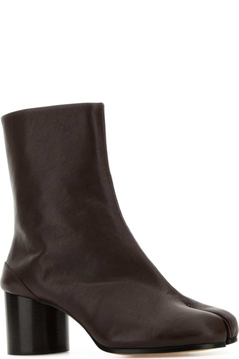 Maison Margiela Boots for Women Maison Margiela Chocolate Leather Tabi Ankle Boots