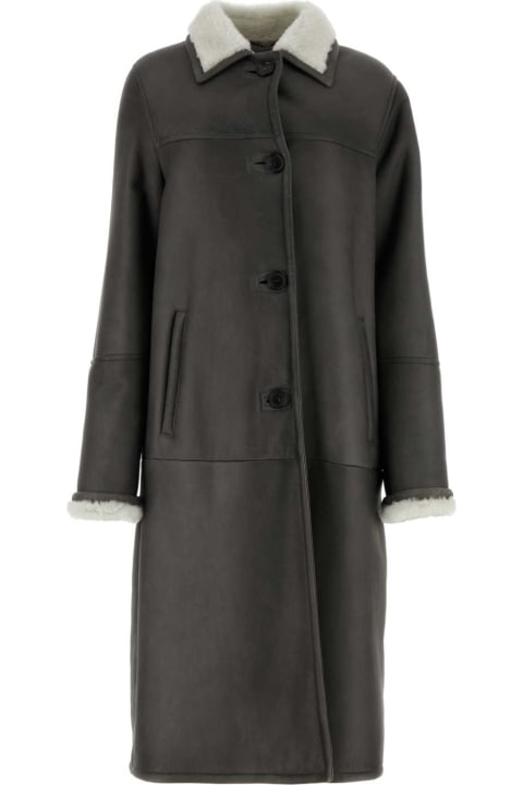 Prada Clothing for Women Prada Dark Grey Shearling Coat