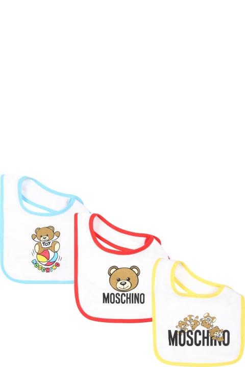 Moschino Accessories & Gifts for Baby Boys Moschino White Set For Babykids With Teddy Bear And Logo