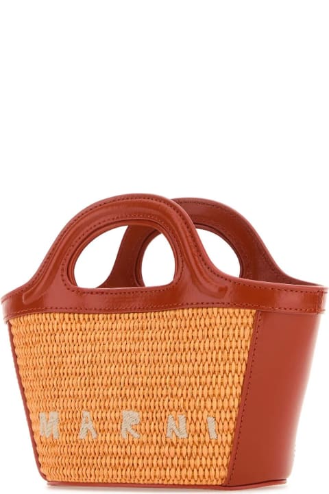 Marni Bags for Women Marni Two-tone Leather And Straw Micro Tropicalia Summer Handbag