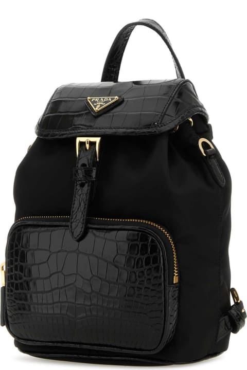 Prada Bags for Women Prada Black Re-nylon And Leather Backpack