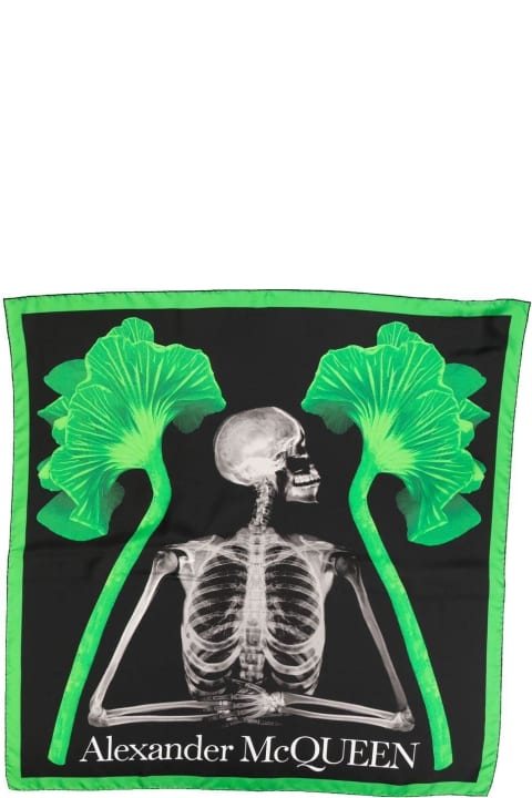 Scarves & Wraps for Women Alexander McQueen Logo Skeleton Printed Scarf