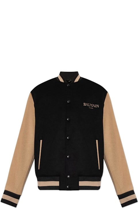 Balmain Coats & Jackets for Men Balmain Logo Detailed Long-sleeved Varsity Jacket