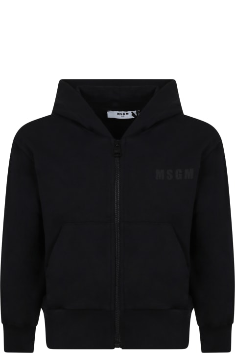 MSGM Topwear for Boys MSGM Black Sweatshirt For Kids With Logo