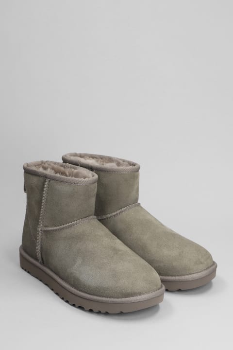 UGG Boots for Women UGG Classic Mini Ii Low Heels Ankle Boots In Grey Suede