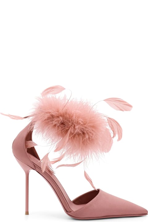 Sandals for Women Paris Texas Lidia Satin Sandals With Feather Detail