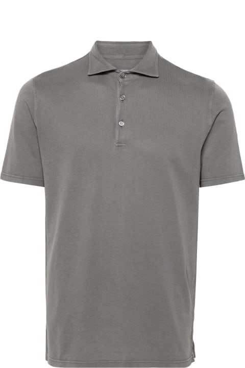 Fedeli Men Fedeli Grey Cotton Polo Shirt