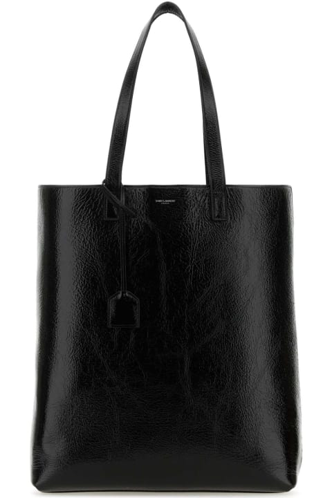 メンズ Saint Laurentのバッグ Saint Laurent Black Leather Bold Shopping Bag