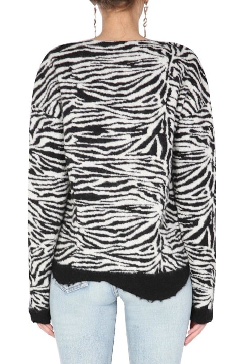 Homeware Saint Laurent Zebra Patterned V-neck Sweater