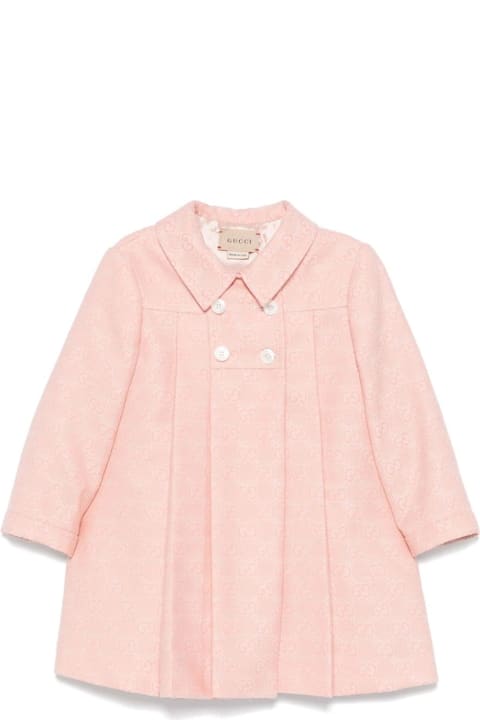 Gucci معاطف وجواكت لـ رُضع أولاد Gucci Pink And Ivory Gg Wool Flannel Coat