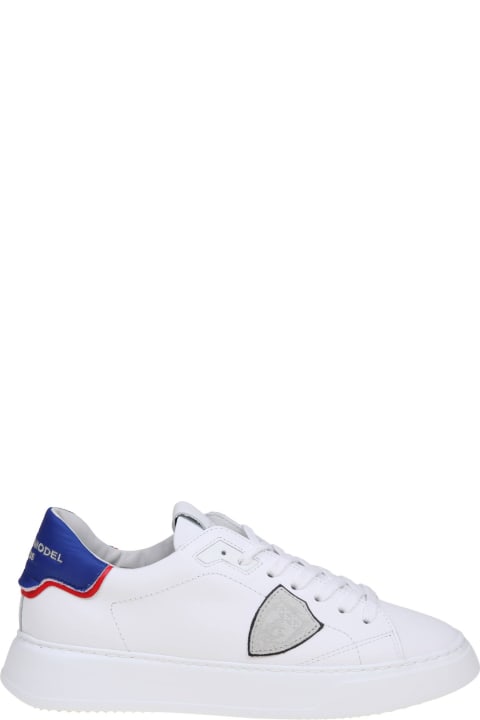 Philippe Model Sneakers for Men Philippe Model Temple Low Sneakers In White And Blue Leather