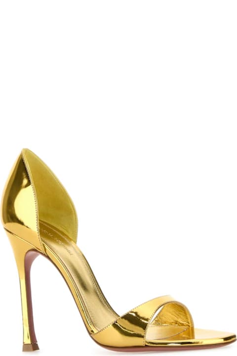 Amina Muaddi for Women Amina Muaddi Gold Leather Agnese Sandals