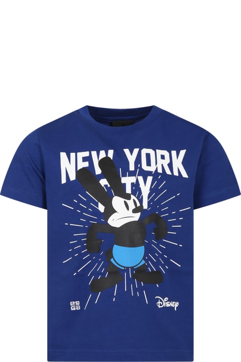 Givenchy Sale for Kids Givenchy Blue T-shirt For Kids With Oswald And Logo