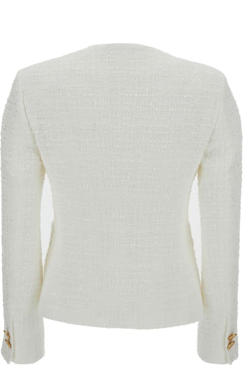Tagliatore for Women Tagliatore White Crew Neck Jacket In Cotton Blend Woman