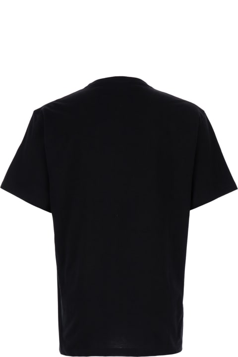 Topwear for Men Alexander McQueen Black T-shirt With Glitter Logo Print In Cotton Man