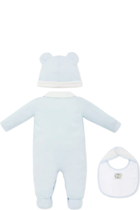 Fendi لـ رُضع أولاد Fendi Onesie, Hat And Bib