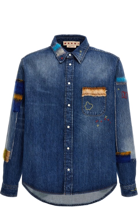 Marni Men Marni Denim Shirt, Embroidery And Patches