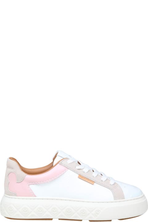 Wedges for Women Tory Burch Ladybug Sneakers In White And Pink Leather