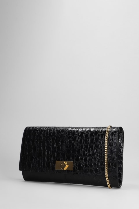 Giuseppe Zanotti Luggage for Women Giuseppe Zanotti Montserrat Crocco Clutch In Black Leather