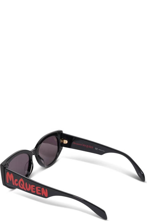 Black Acetate Sunglasses With Logo Print