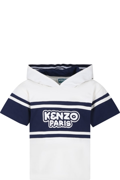 Kenzo Kids T-Shirts & Polo Shirts for Boys Kenzo Kids White T-shirt For Boy With Hood And Logo
