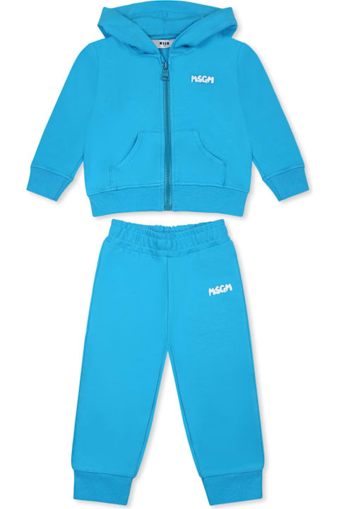 MSGM for Baby Girls MSGM Light Blue Suit For Babykids With Logo