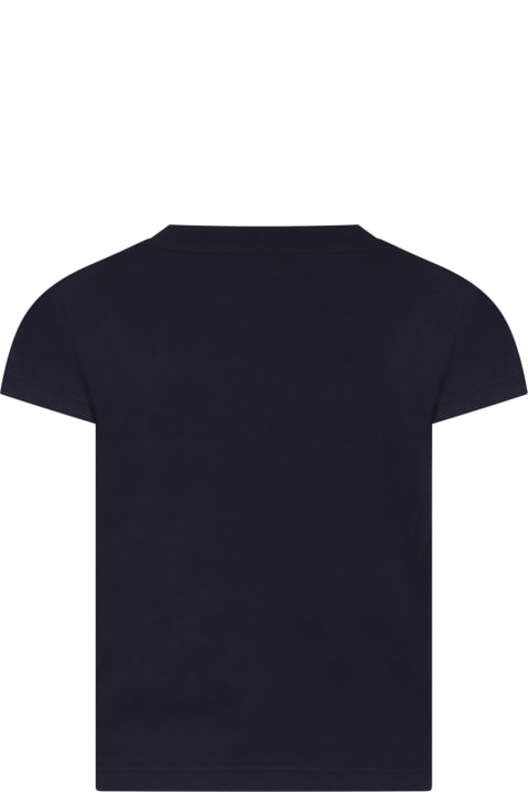 Monclerのガールズ Moncler Blue T-shirt For Girl With Logo