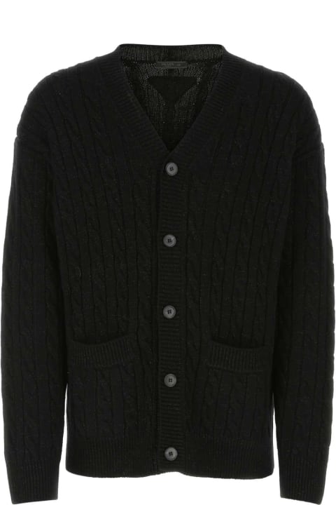Clothing Sale for Men Prada Black Wool Blend Oversize Cardigan