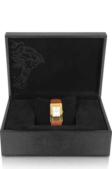 On Fifth - Men's Gold Plated Brown Leather Watch