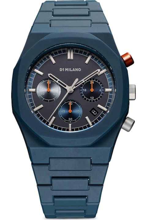 D1 Milano ساعات لـ القسم الرجالي D1 Milano Charcoal Neptune Blue Polychrono 40.5 Mm Watch