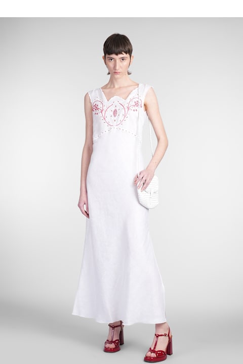 Homeware Holy Caftan Athina Long Dress In White Linen