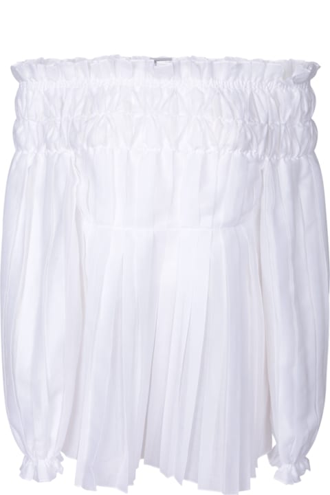 Alberta Ferretti Clothing for Women Alberta Ferretti White Draped Organza Blouse