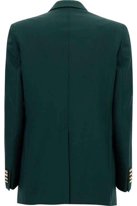 Tagliatore Coats & Jackets for Women Tagliatore 'jasmine' Green Double-breasted Jacket With Golden Buttons In Stretch Wool Blend Woman